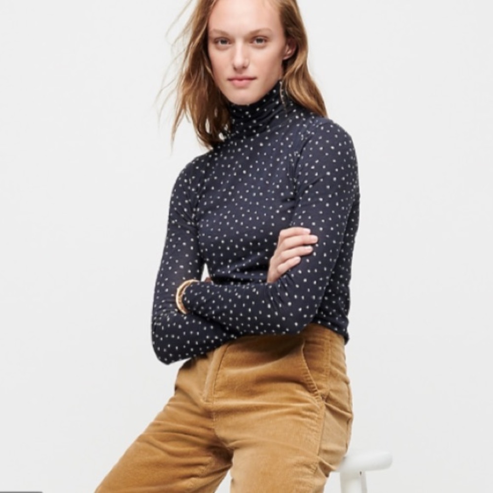 J. Crew Semi Sheer Polka Dot Turtleneck